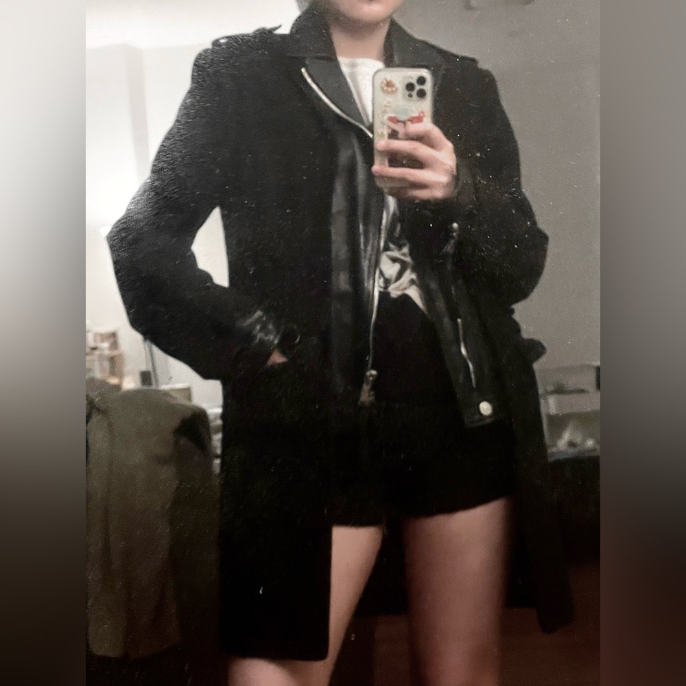 DSQUARED2 Black Wool Leather Jacket MINT